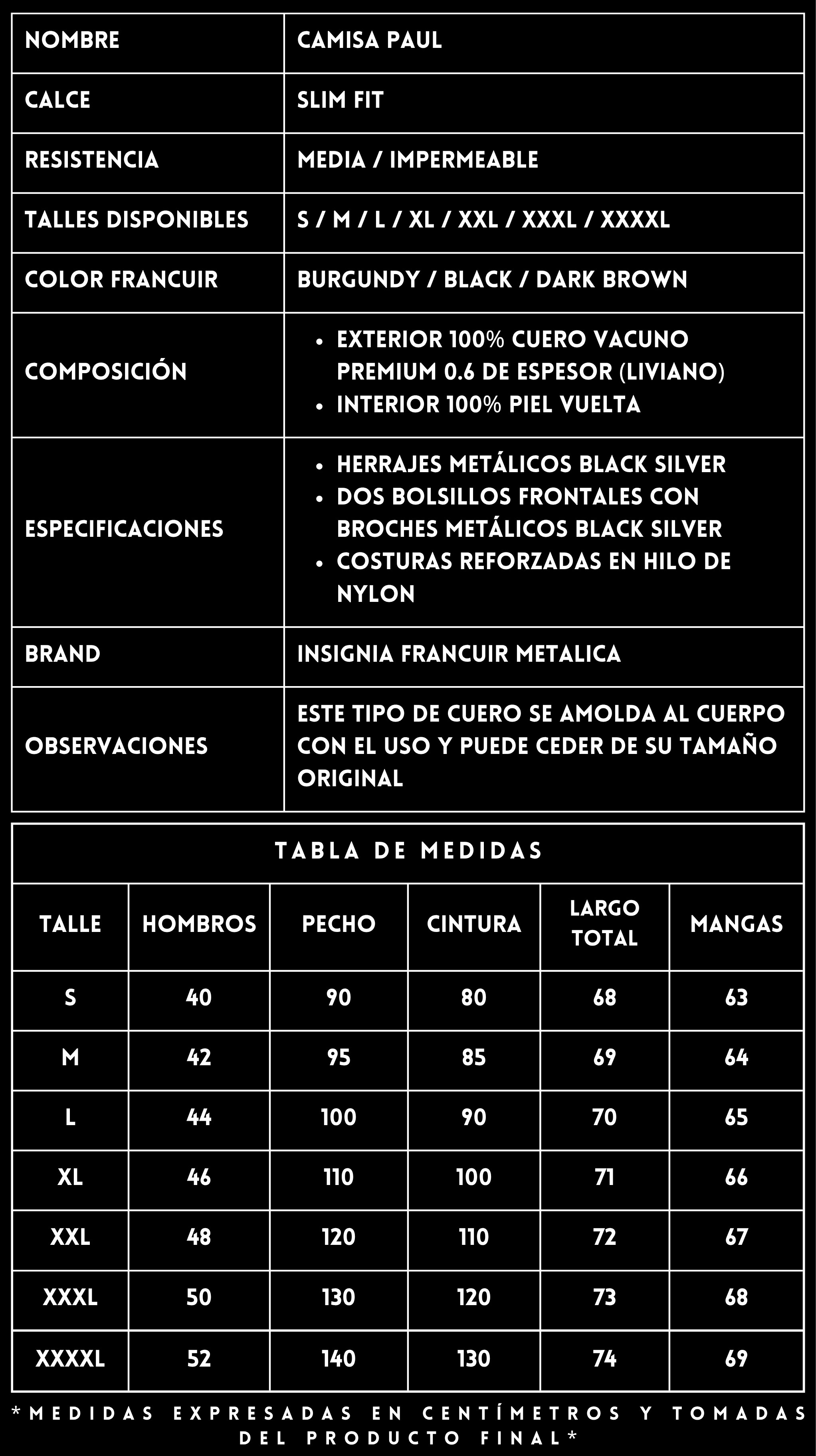 Camisa Cuero Vacuno Paul Black FRANCUIR